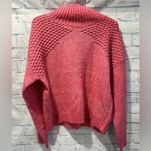 Falls Creek Textured Mock Turtle Neck Sweater Pink Sweater Size Large